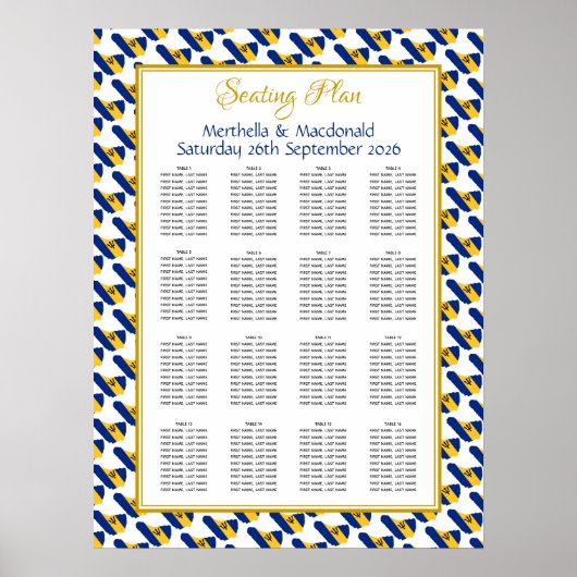 バルバドスカスタムウェディング披露宴160シーティングプラン ポスター (正面)