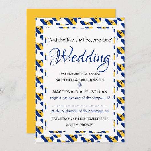 バルバドスカスタムウエディングお祝い聖なる書物、 経典 招待状 (正面/裏面)