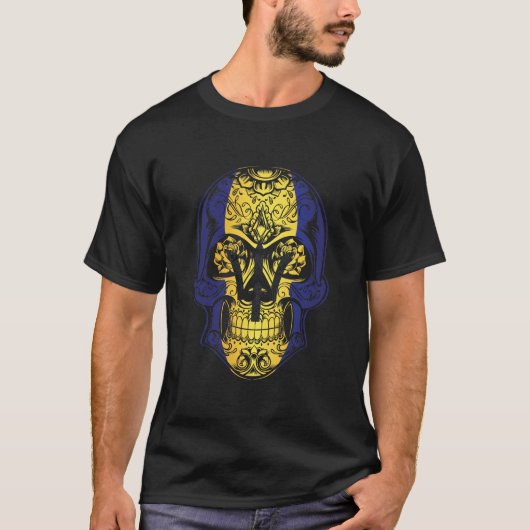 バルバドススカルとバラ国旗 Tシャツ (正面)