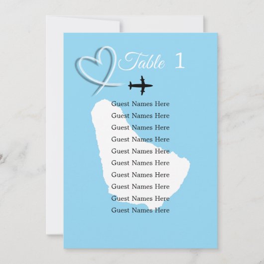 バルバドスデスティネーションウェディングテーブルプランカード 招待状 (正面)