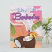 バルバドスバケーションカートゥーントラベルポスター 招待状 (スタンド正面)