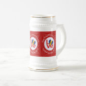 バルバドスレッドLOVEフラグパーソナライズされた ビールジョッキ (正面右)