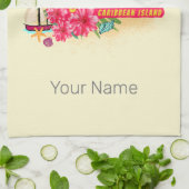 バルバドスレトロカリブのヴィンテージアイランド土産 キッチンタオル (折り畳み)