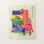 バルバドスレトロカリブのヴィンテージアイランド土産 ジグソーパズル (縦)