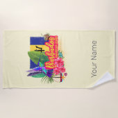 バルバドスレトロカリブのヴィンテージアイランド土産 ビーチタオル (正面)