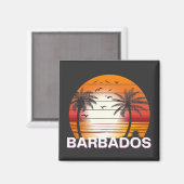 バルバドスヴィンテージパームツリーズサマービーチ マグネット (正面/裏面)