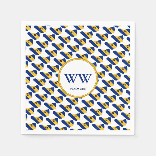 バルバドス国旗お祝い誕生日伝統パーティー スタンダードカクテルナプキン (正面)