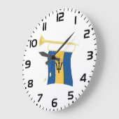 バルバドス国旗とフォーグル愛国心カリブの ラージ壁時計 (傾斜)