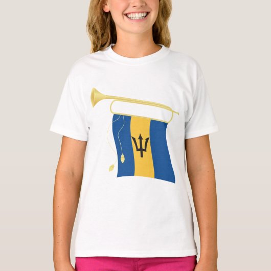 バルバドス国旗とフォーグル愛国心カリブの Tシャツ (正面)