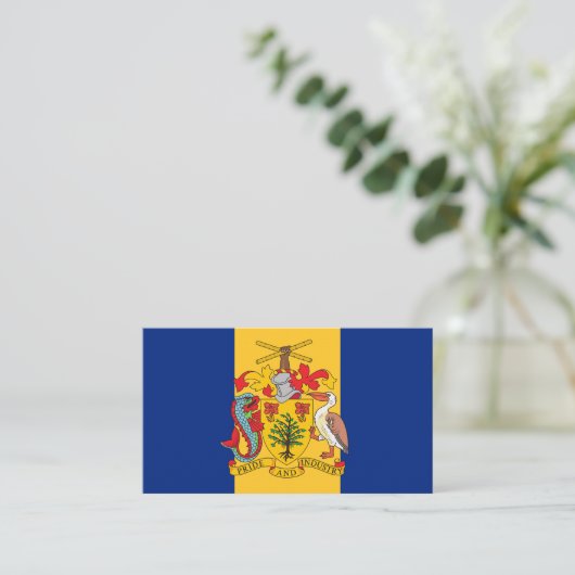 バルバドス国旗と紋章、バルバドス国旗 名刺 (スタンド正面)