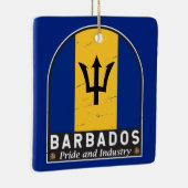 バルバドス国旗のエンブレム動揺してヴィンテージ セラミックオーナメント (右)