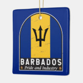 バルバドス国旗のエンブレム動揺してヴィンテージ セラミックオーナメント (左)