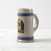 バルバドス国旗のエンブレム動揺してヴィンテージ ビールジョッキ (正面右)