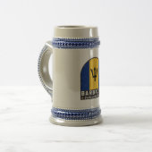 バルバドス国旗のエンブレム動揺してヴィンテージ ビールジョッキ (正面左)