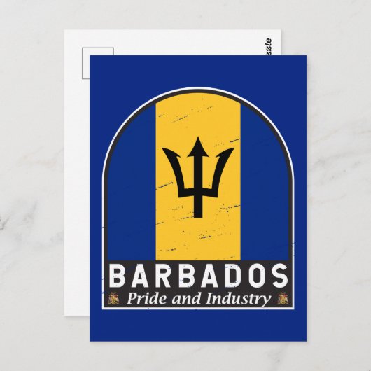 バルバドス国旗のエンブレム動揺してヴィンテージ ポストカード (正面/裏面)