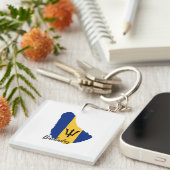 バルバドス国旗の地図キーチェーン キーホルダー (正面右)