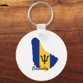 バルバドス国旗の地図 キーホルダー (正面)