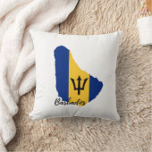バルバドス国旗の地図 クッション (ブランケット)