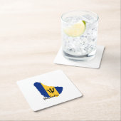 バルバドス国旗の地図 スクエアペーパーコースター (インサイチュ)