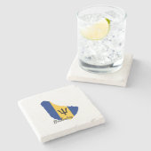 バルバドス国旗の地図 ストーンコースター (横)