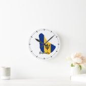 バルバドス国旗の地図 ラウンド壁時計 (ホーム)