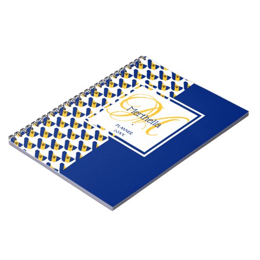 バルバドス国旗カスタムのモノグラムあなたの名前を追加 ノートブック (左側)