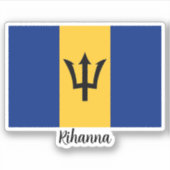 バルバドス国旗、お名前 シール (正面)