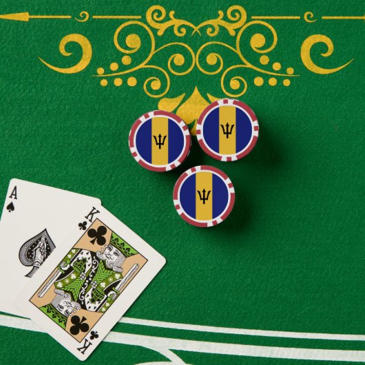 バルバドス国旗 ポーカーチップ (ポーカーテーブル (スタック))