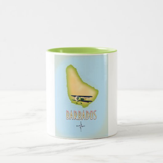 バルバドス地図ヴィンテージ旅行ポスター。 ツートーンマグカップ (中央)