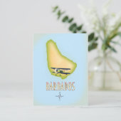 バルバドス地図ヴィンテージ旅行ポスター。 ポストカード (スタンド正面)