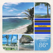 バルバドス海ビュー スクエアペーパーコースター (正面)