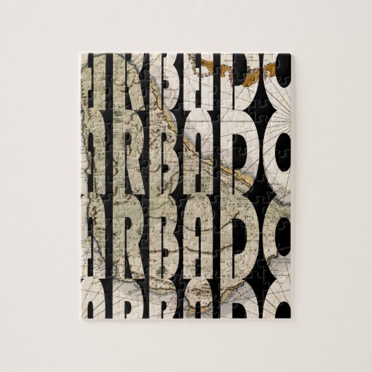 バルバドス1758年の地図 ジグソーパズル (縦)