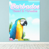 バルバドス インコ 旅行ポスター キャンバスプリント (インサイチュ (ウッドフロア))