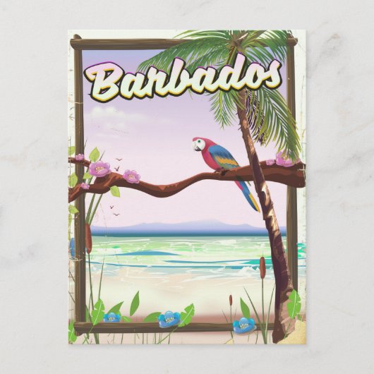 バルバドス インコ 風景 旅行ポスター ポストカード (正面)