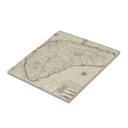 バルバドス(1725年)のヴィンテージの地図 タイル (側面)