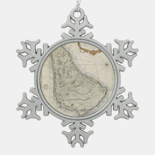 バルバドス(1758年)のヴィンテージの地図 スノーフレークピューターオーナメント
