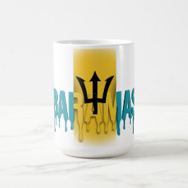 バルバドス Drip Text | カリブ海の旗デザイン | ファン コーヒーマグカップ