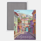 バルパライソチリはがき水彩色 マグネット (正面/裏面)