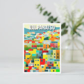 バルパライソチリ抽象芸術スケッチ ポストカード (スタンド正面)