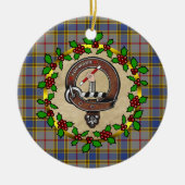 バルフォークランバッジ&タータンチェックパーソナライズされたクリスマス セラミックオーナメント (正面)