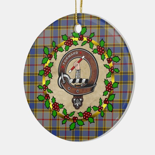 バルフォークランバッジ&タータンチェックパーソナライズされたクリスマス セラミックオーナメント (左)