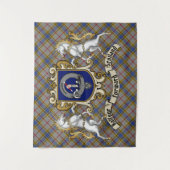 バルフォークランバッジ&ユニコーン付き/タータンチェック タペストリー (正面)