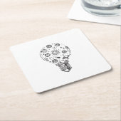 バルブ太陽ののドードルシステム スクエアペーパーコースター (アングル)