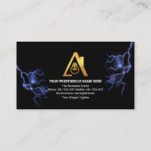 バルブ電源プラグモチーフ稲妻フラッシュ電気技師 名刺 (裏面)