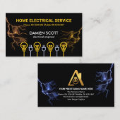 バルブ電源プラグモチーフ稲妻フラッシュ電気技師 名刺 (正面/裏面)