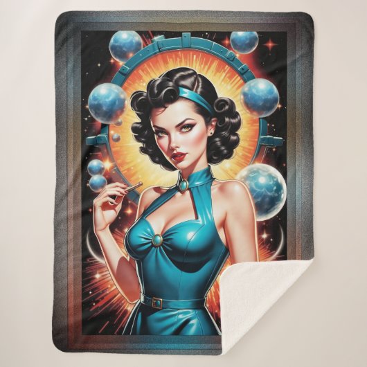 バルベンハイマーレトロ融合原子時代ファッション シェルパブランケット (正面)