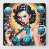 バルベンハイマーレトロ融合原子時代ファッション スクエア壁時計 (正面)