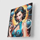 バルベンハイマーレトロ融合原子時代ファッション スクエア壁時計 (傾斜)