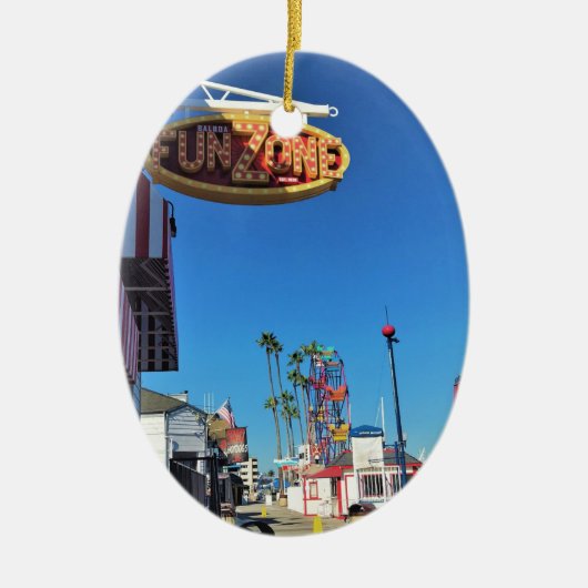 バルボアおもしろいゾーン、ニューポートビーチ、カリフォルニア セラミックオーナメント (正面)