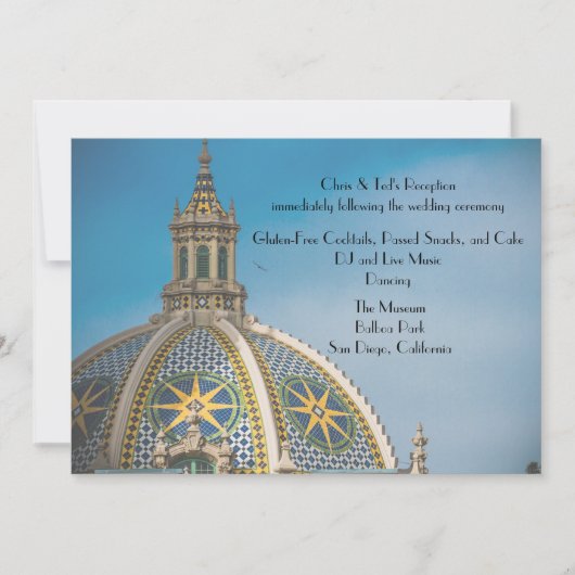 バルボアパークサンディエゴモザイクドーム披露宴メニュー 招待状 (正面)